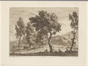 Landschap met runderen en rustende herders
