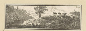 Landschap met runderen op een heuvel