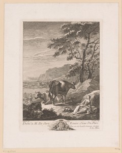 Landschap met rustende herderin en vee