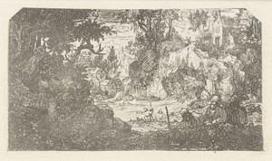 Landschap met rustende reizigers