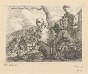 Landschap met rustende reizigers