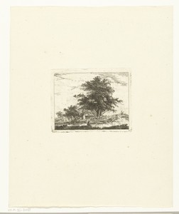 Landschap met rustende wandelaar