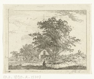Landschap met rustende wandelaars