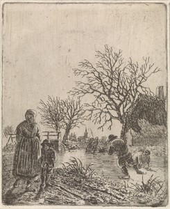 Landschap met schaatsers