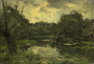 Landschap met schuit