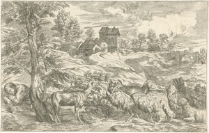 Landschap met slapende herder