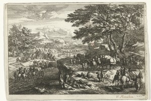 Landschap met soldaten