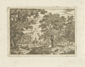 Landschap met stenen gebouw