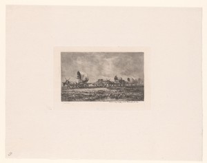 Landschap met stoet huifkarren