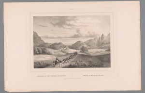 Landschap met stoet reizigers te Pandat