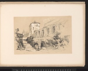 Landschap met toren en aquaduct