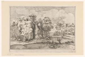 Landschap met torso tegen heuvel