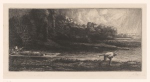 Landschap met trekschuit