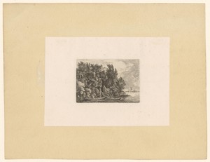Landschap met twee aangemeerde boten
