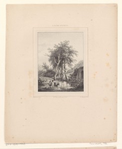 Landschap met twee figuren en een ezel