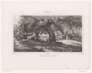 Landschap met twee geliefden onder een boom