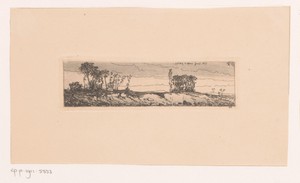 Landschap met twee groepen bomen