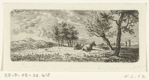 Landschap met twee liggende koeien