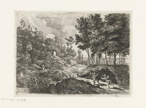 Landschap met twee putti