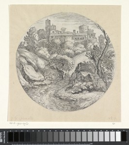 Landschap met twee ruiters en een kasteel
