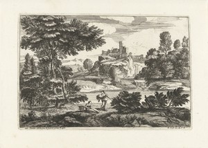 Landschap met twee vrouwen bij de waterkant