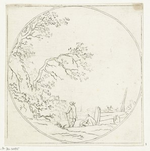 Landschap met twee wandelaars