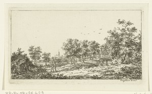 Landschap met twee wandelaars