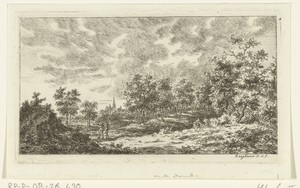 Landschap met twee wandelaars