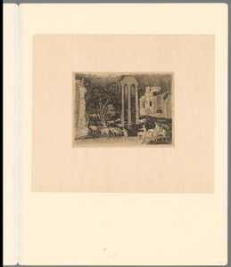 Landschap met vee en klassieke ruïnes