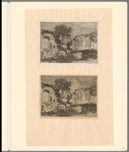 Landschap met vee en klassieke ruïnes