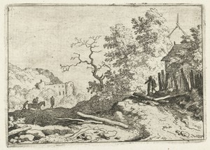 Landschap met vervallen omheining