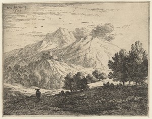 Landschap met vier bergen