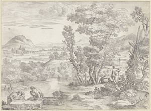 Landschap met vier dobbelaars