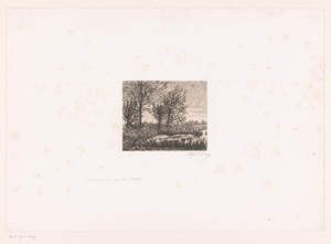 Landschap met vier wilgen aan het water