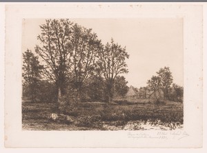 Landschap met vier wilgen en een beek