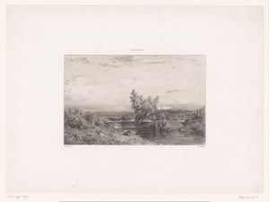 Landschap met visser bij een beek