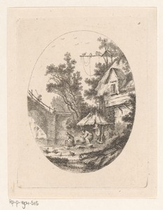 Landschap met vrouwen die kleding wassen aan de waterkant