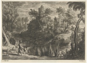 Landschap met vrouwen die water halen