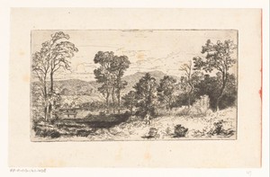 Landschap met wandelaar en een sloep