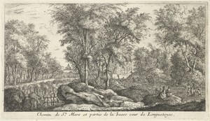 Landschap met wandelaars