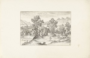 Landschap met wandelaars