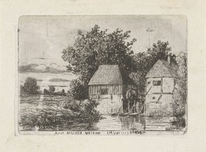 Landschap met watermolen