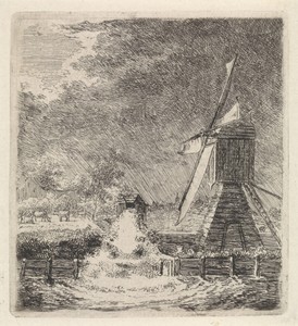 Landschap met watermolen