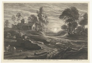 Landschap met waterput en zon