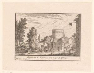 Landschap met zicht op de tombe van Caecilia Metella en de Via Appia in Rome