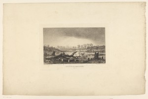 Landschap met zicht op de vernielingen rond het meer van Auteuil