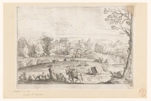 Landschap met zicht op een stad