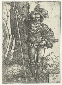 Landsknecht staand bij een boom