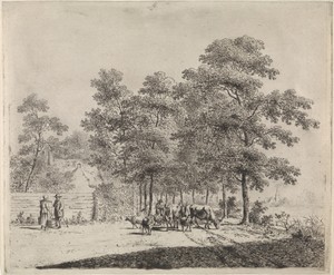 Landweg met herder en vee