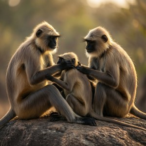 Langur Family Grooming